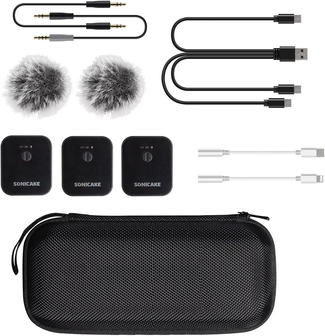 SONICAKE Wireless Lavalier Microphone System (2TX + 1RX) - Sonicake