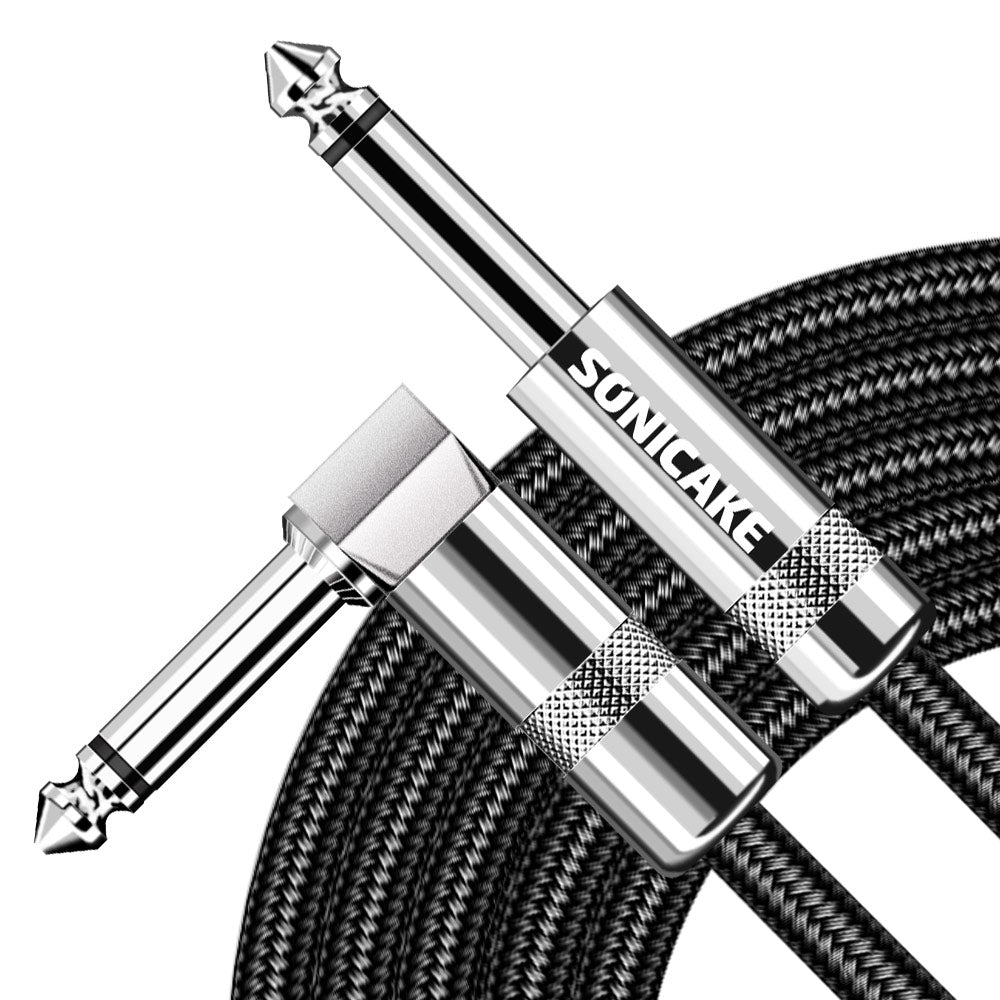 Instrument Cable (20ft/6m, Right Angle to Straight, Black) - Sonicake