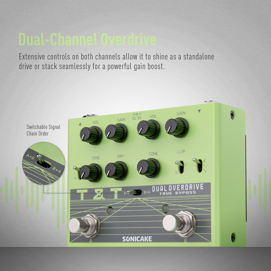 Sonicake, Effects pedal, T.N.T Dual Overdrive (Bass, Electric guitar)