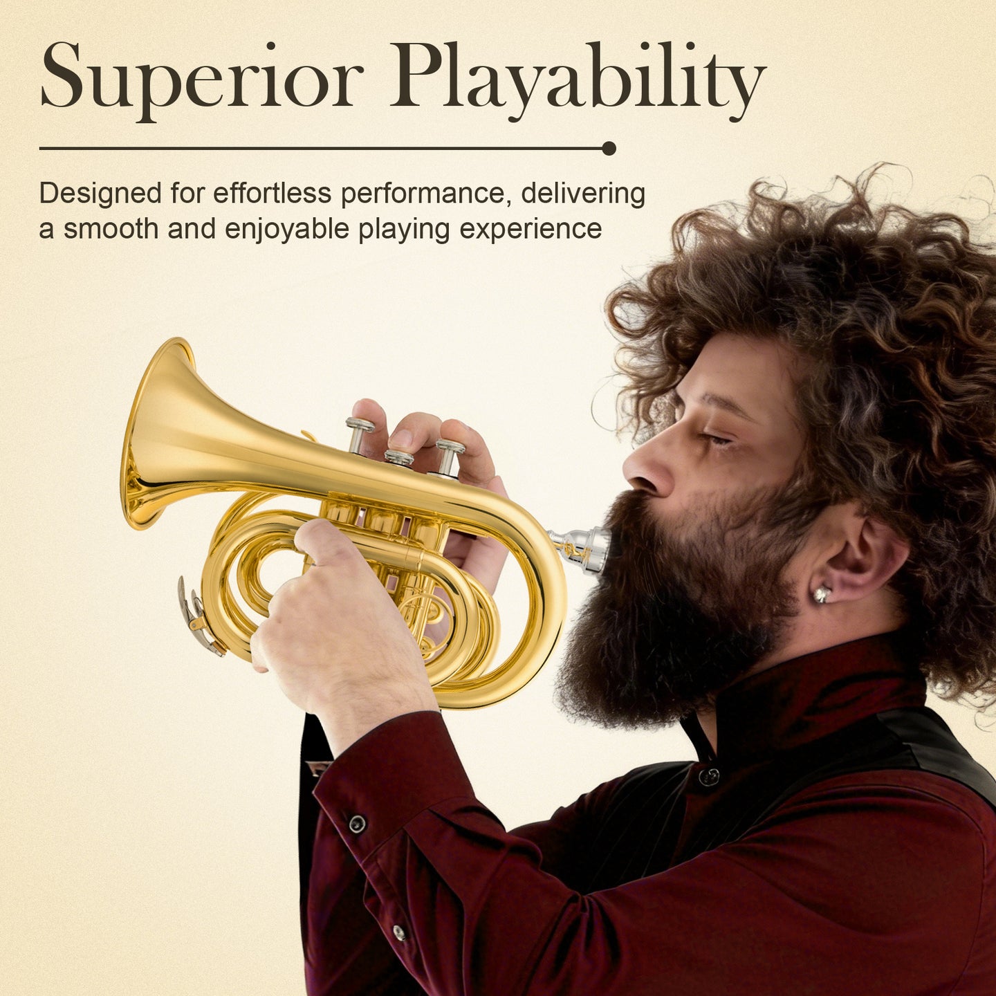Bb Pocket Trumpet Brass Gold - Sonicake
