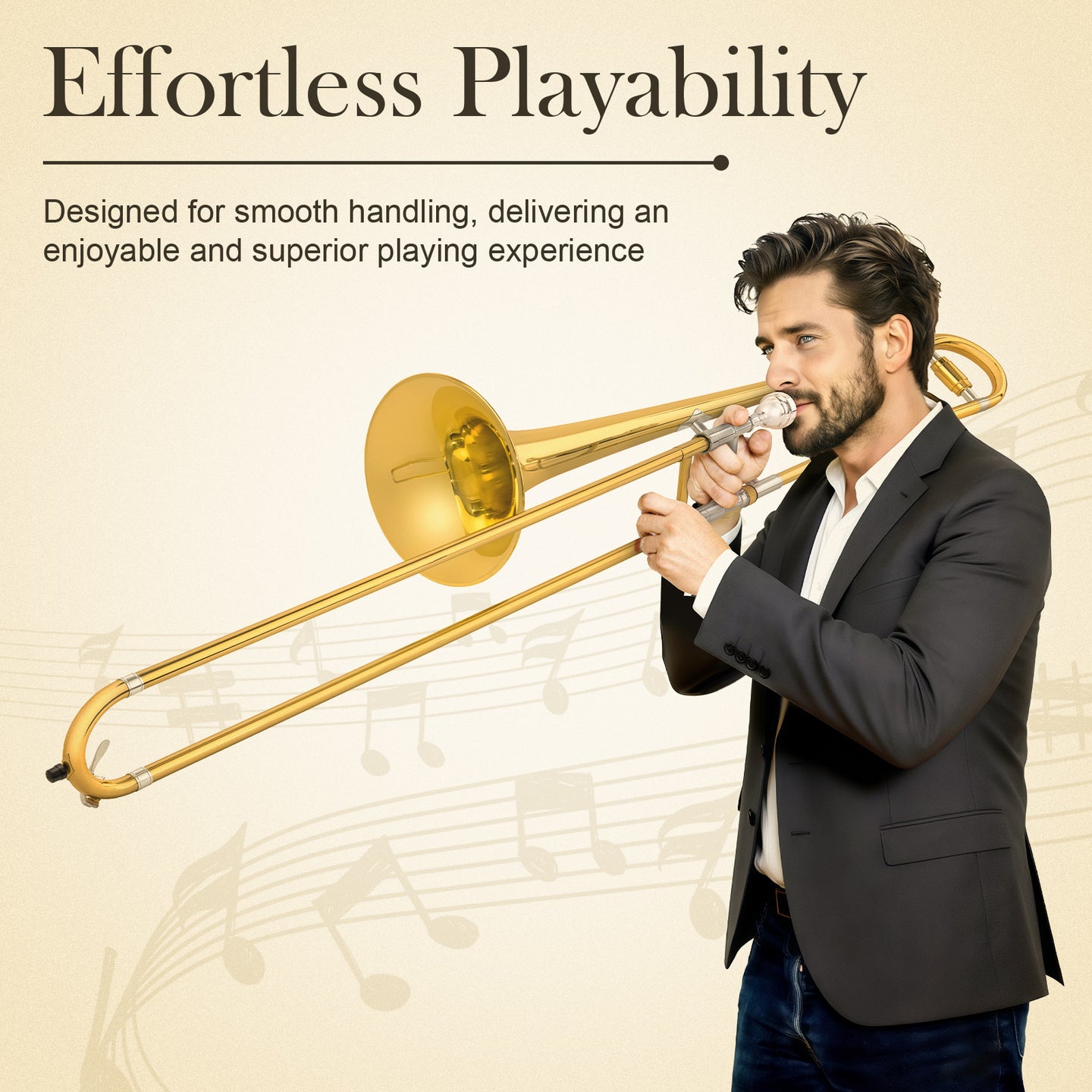 Bb Tenor Slide Trombone Brass Gold - Sonicake