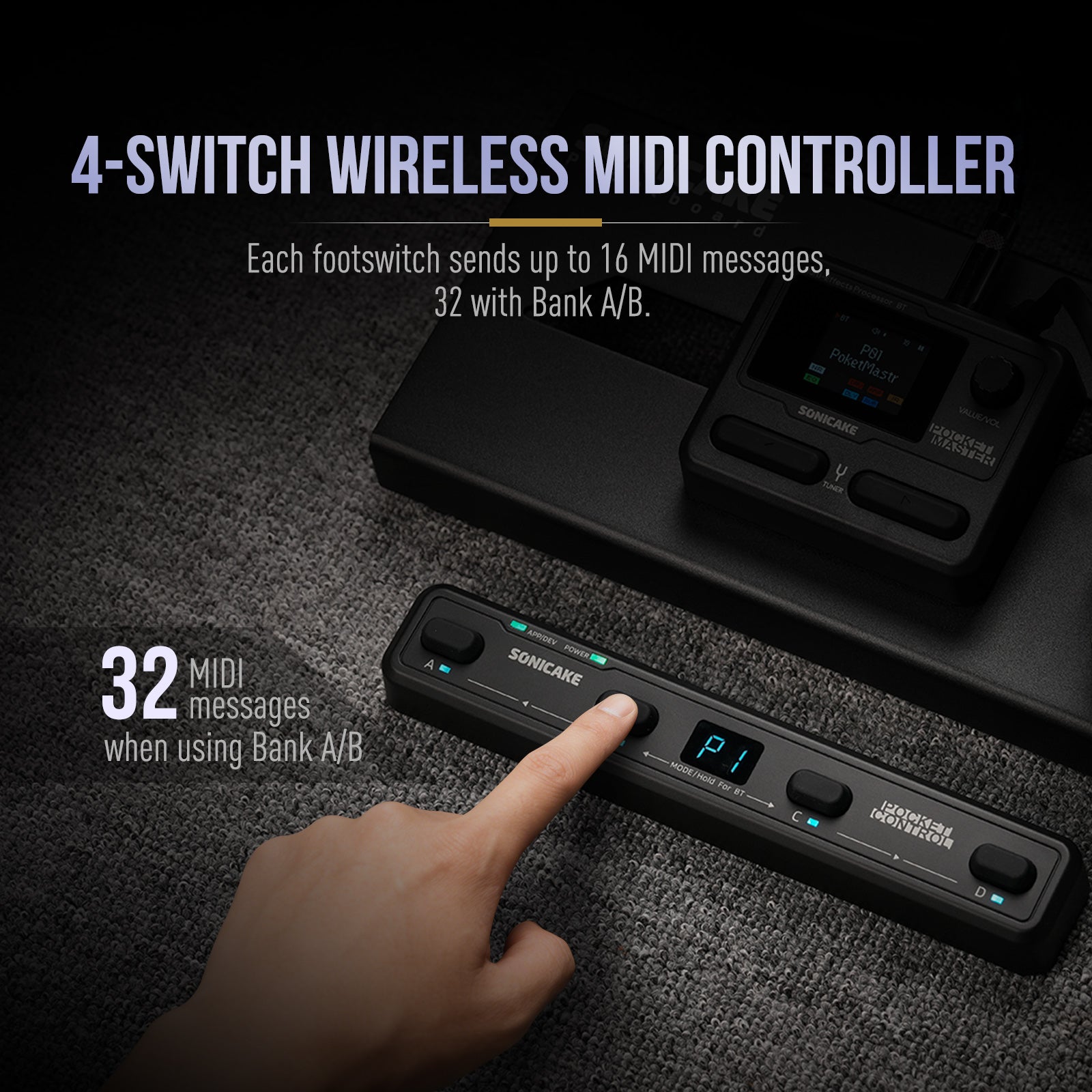 Pocket Control Wireless MIDI Controller with USB Host (Sonicake QCT-4)