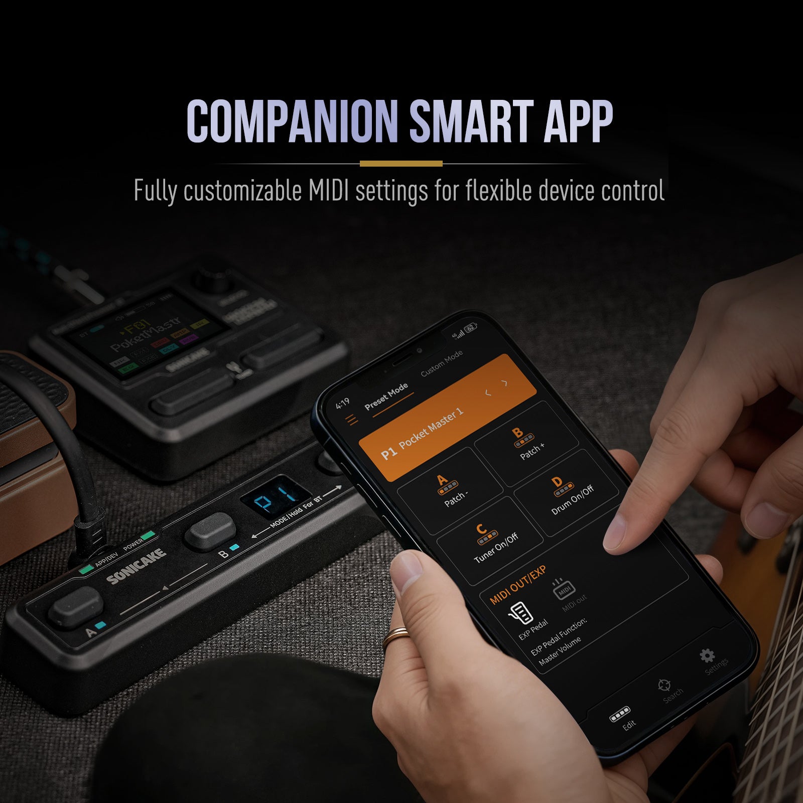 Pocket Control Wireless MIDI Controller with USB Host (Sonicake QCT-4)
