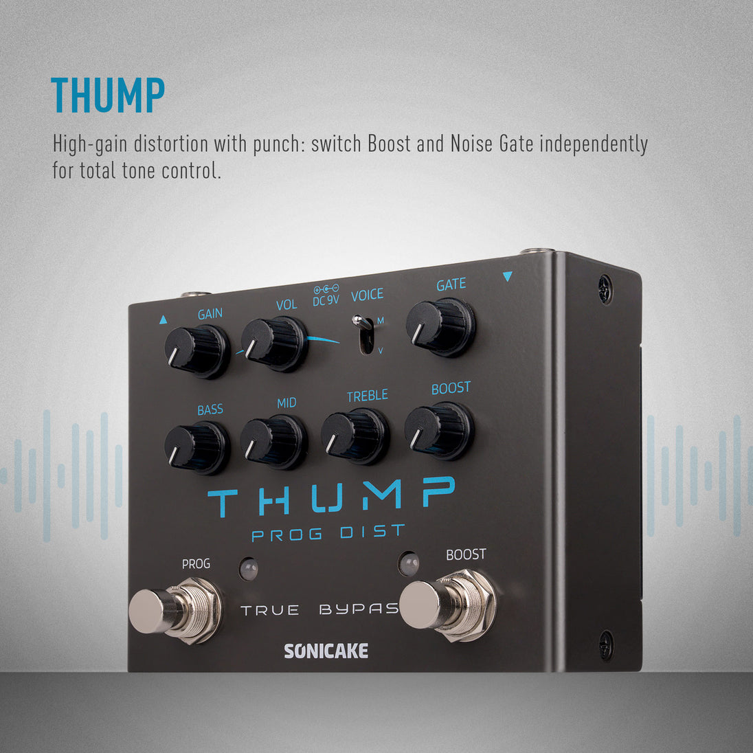 high gain pedal Sonicake Thump High-Gain Distortion Pedal with Boost & Noise Gate
