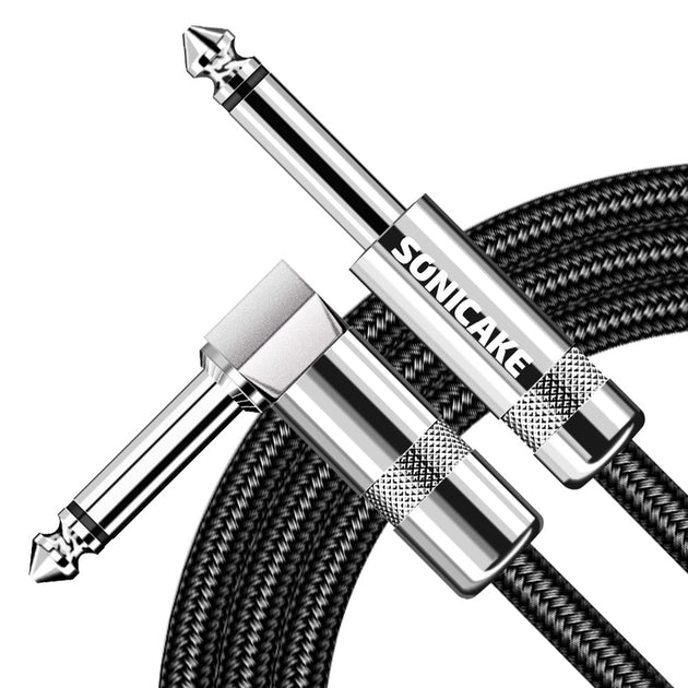 Instrument Cable (10ft/3m, Right Angle to Straight, Black) - Sonicake