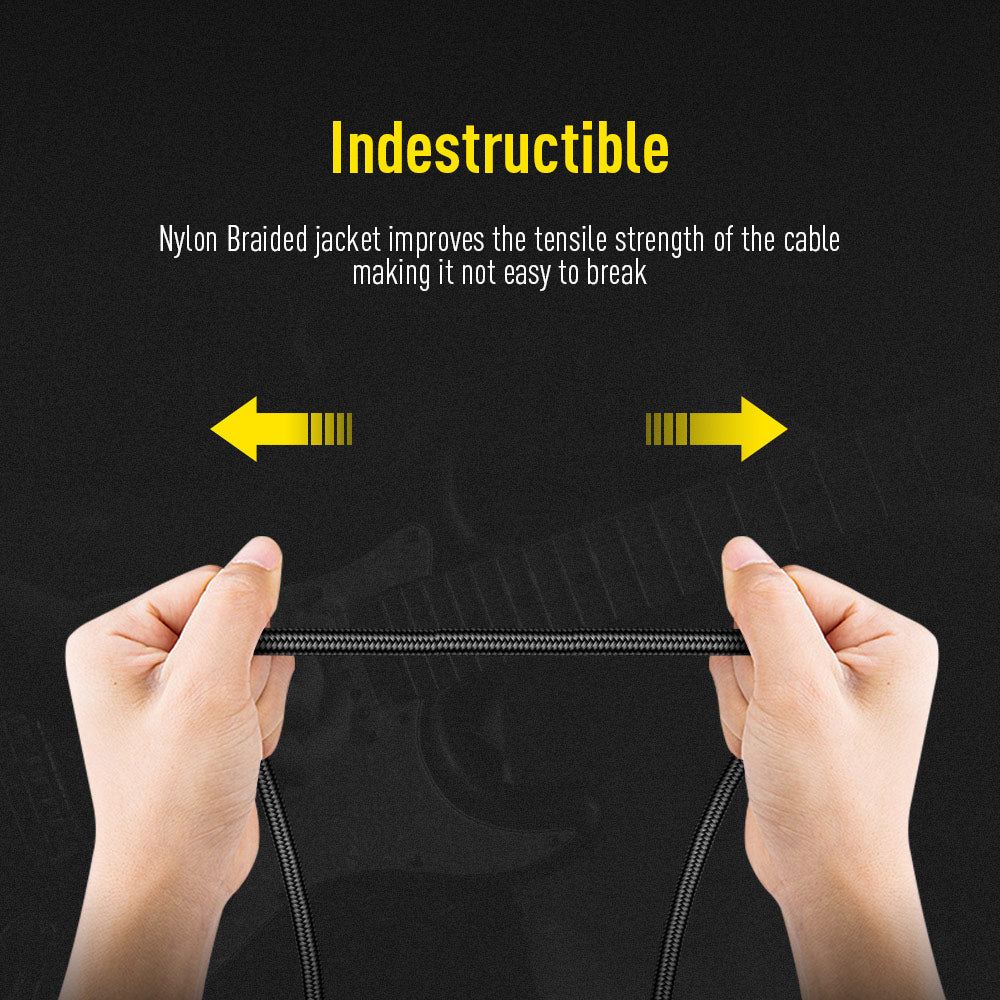 Instrument Cable (10ft/3m, Right Angle to Straight，Black)