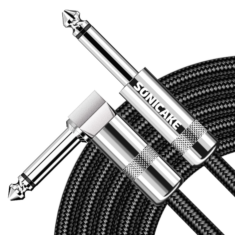 Instrument Cable (20ft/6m, Right Angle to Straight, Black)