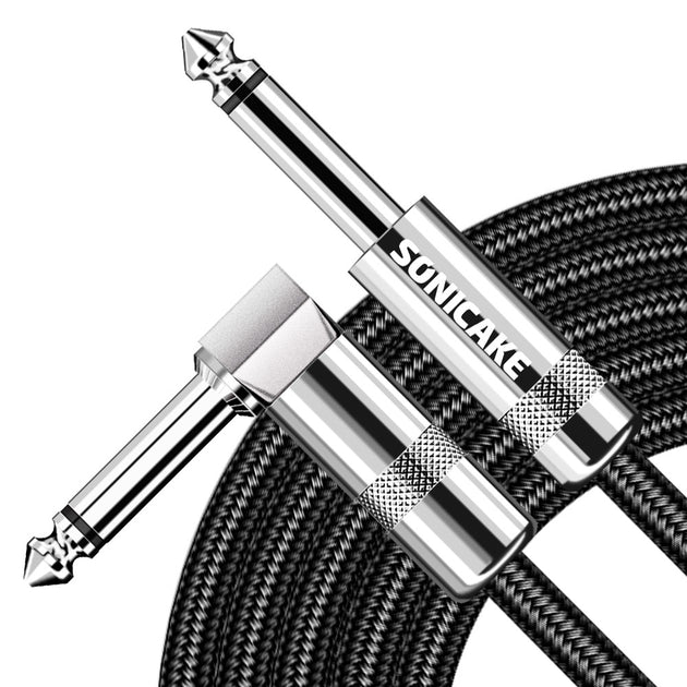 Instrument Cable (20ft/6m, Right Angle to Straight, Black) - Sonicake